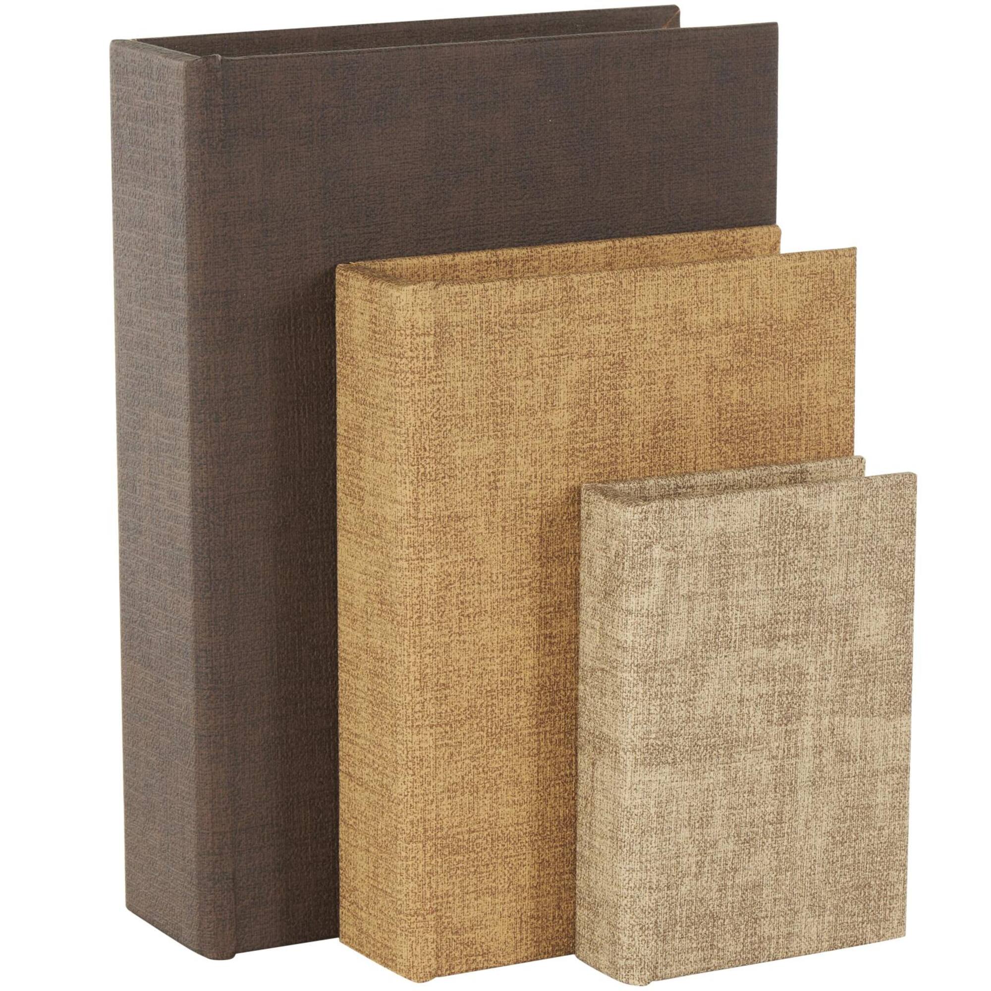 Multicolored Faux Leather Decorative Storage Book Boxes, 3ct.